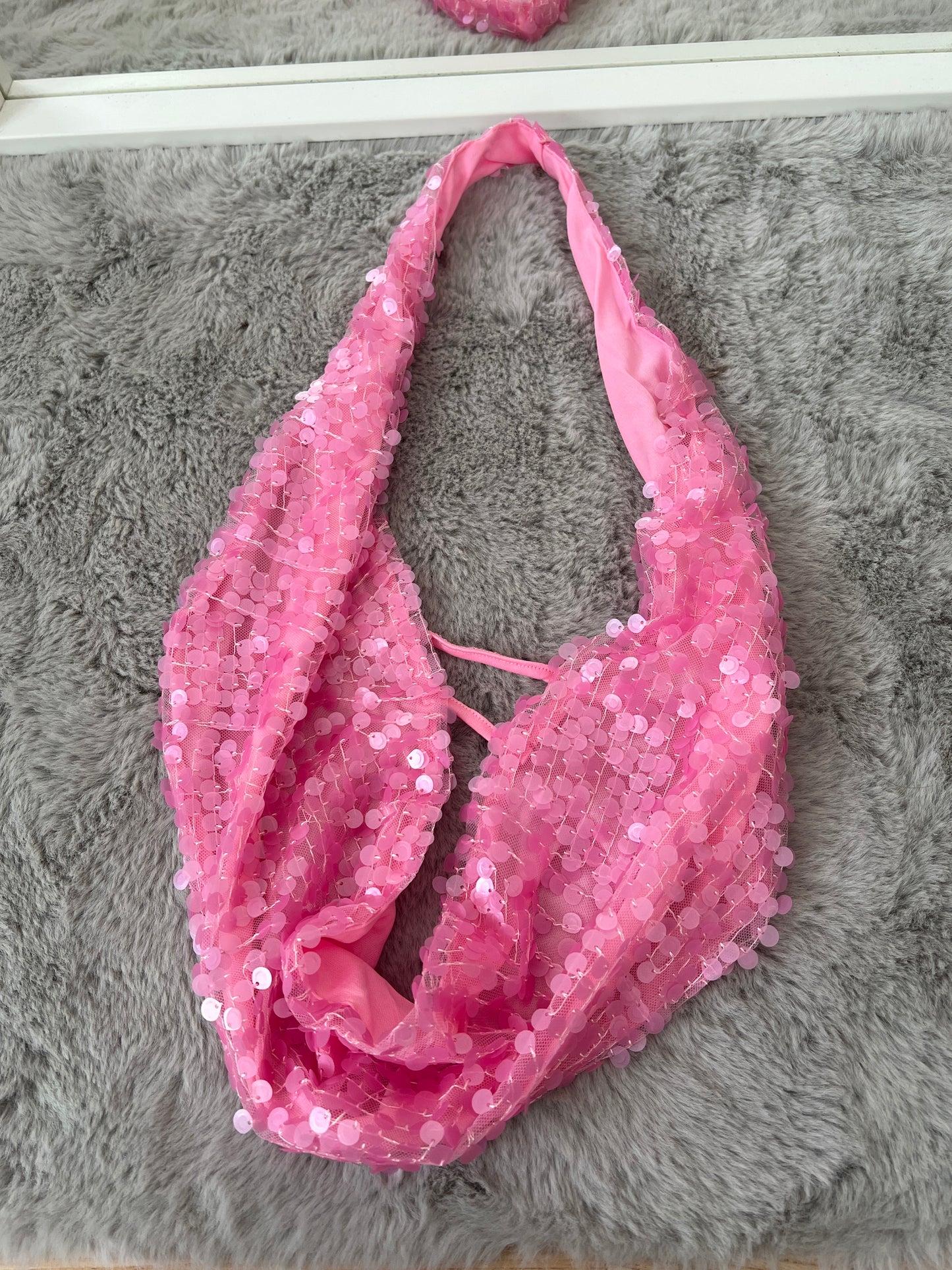 Pink Sequin Drape Top