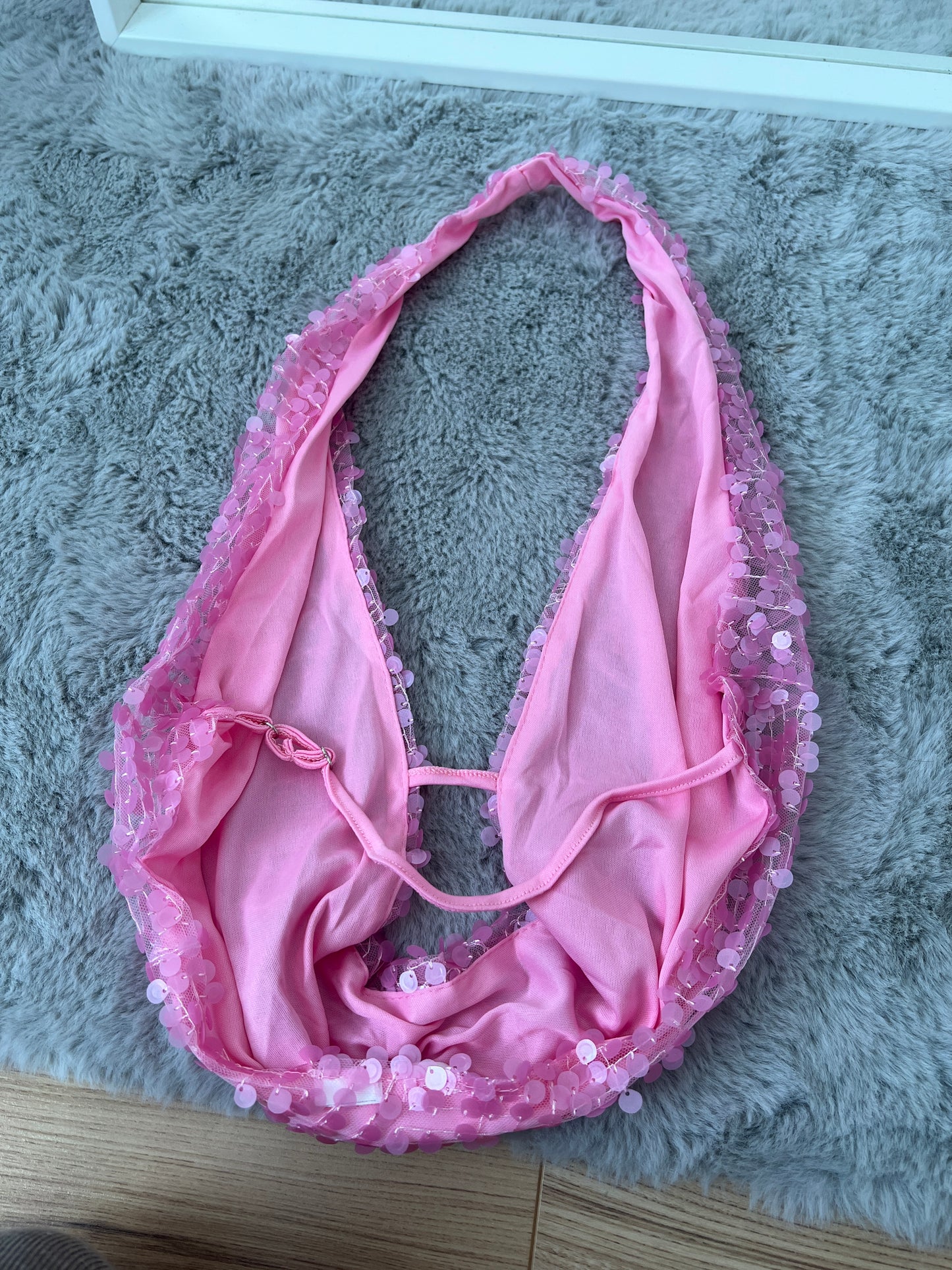 Pink Sequin Drape Top