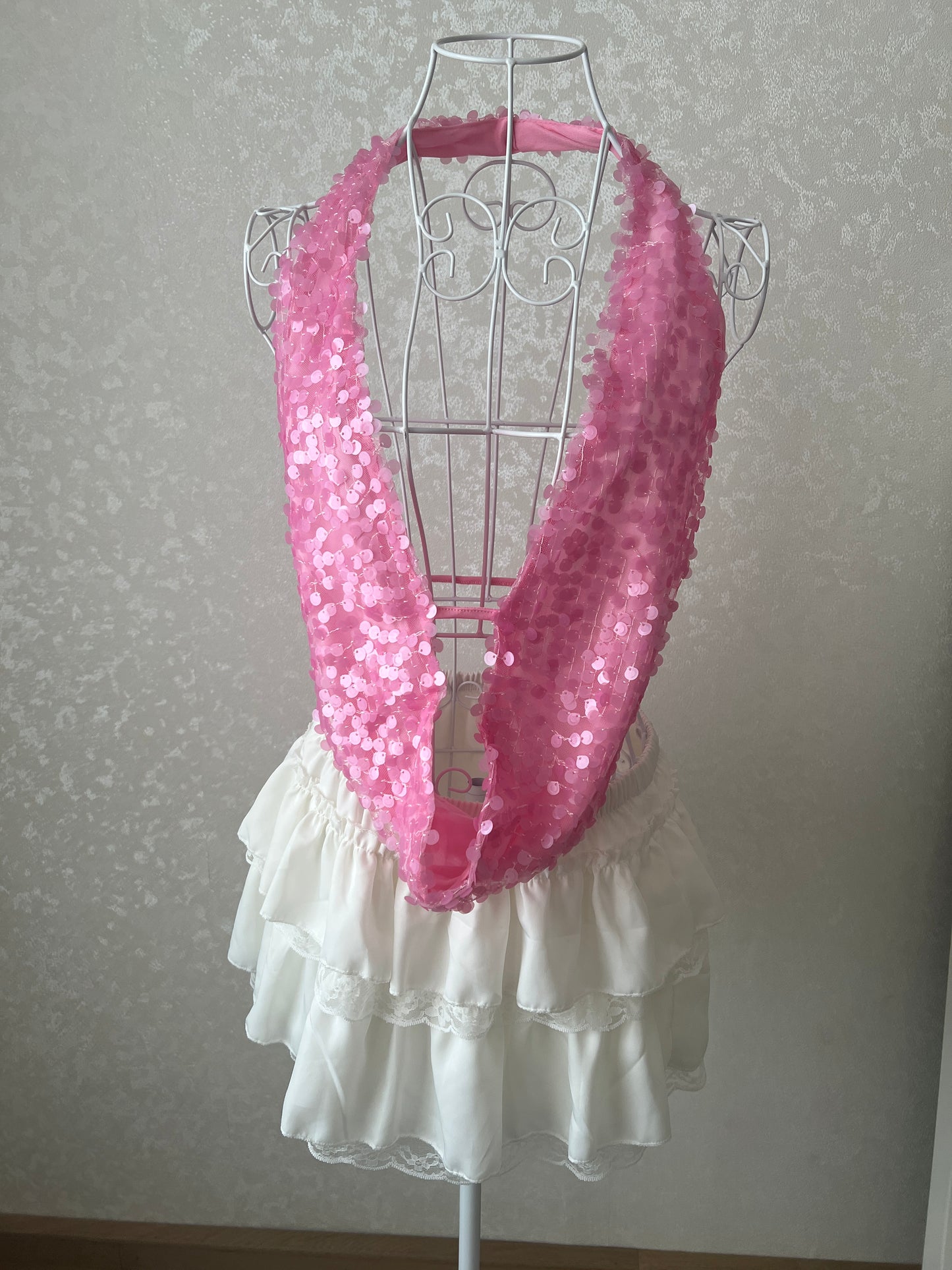 Pink Sequin Drape Top