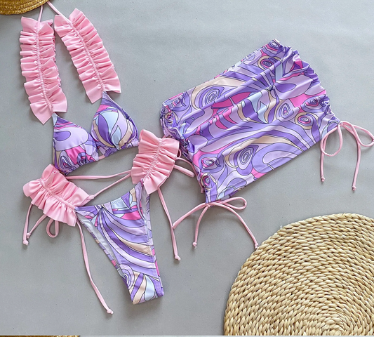 Pink Swirl Rara Bikini Set