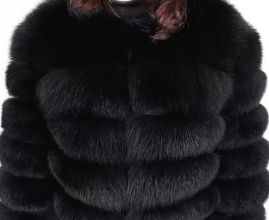 Black Premium Fur Coat with Detachable Sleeves